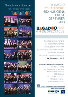 14 Bagad 1Ère Catégorie 650 Musiciens Brest, 25 Fevrier 2018 4