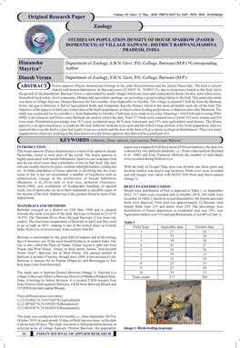 Himanshu Mayriya* Original Research Paper Zoology Dinesh Verma