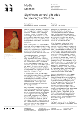 Significant Cultural Gift Adds to Geelong's Collection Media Release