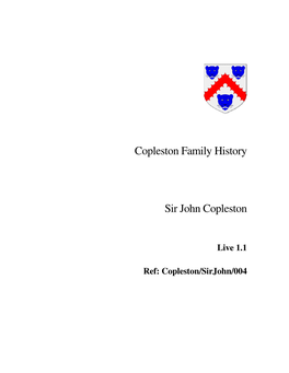 Copleston Family History Sir John Copleston