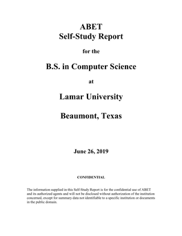 ABET Self-Study Report B.S. in Computer Science Lamar