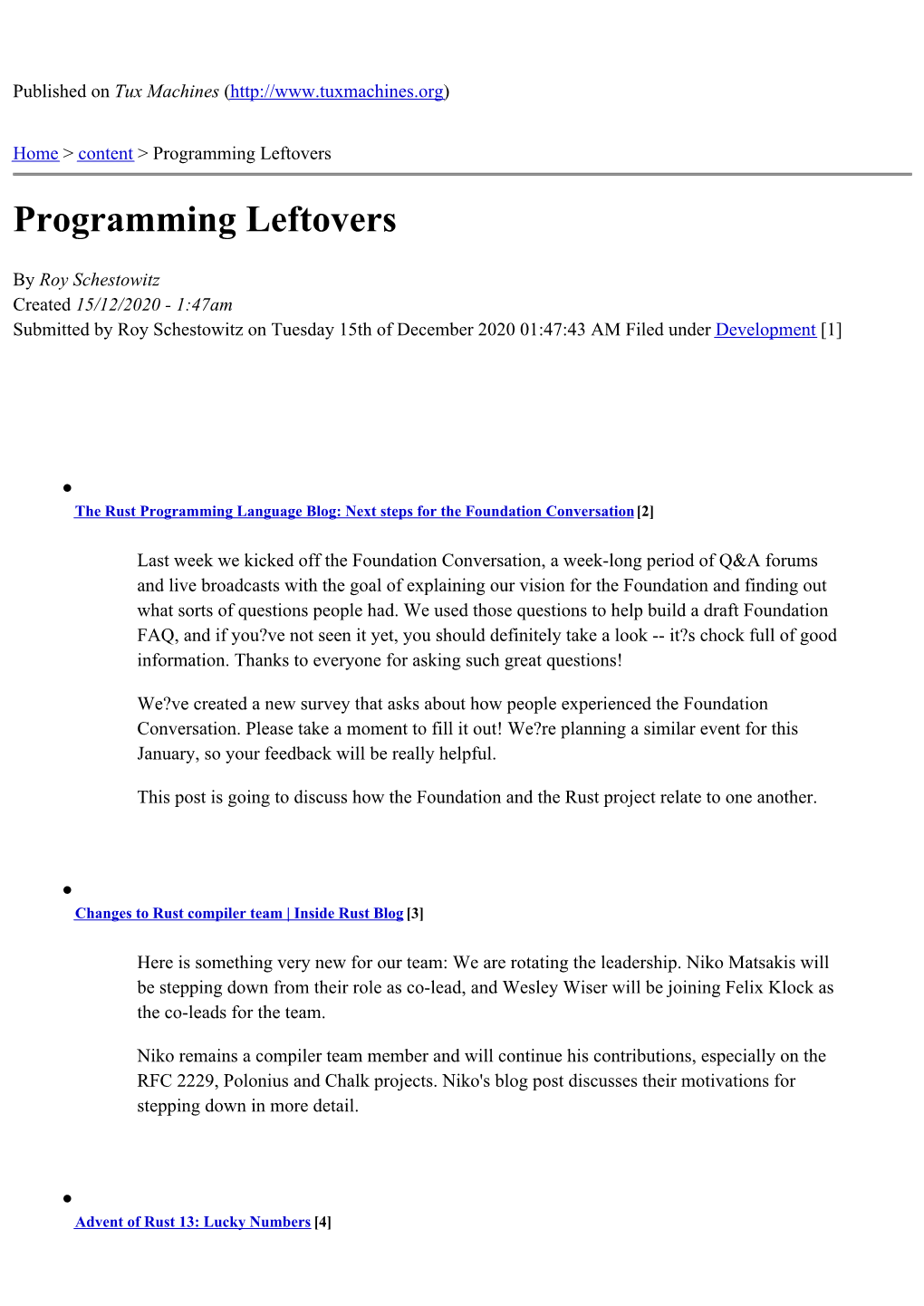 Programming Leftovers