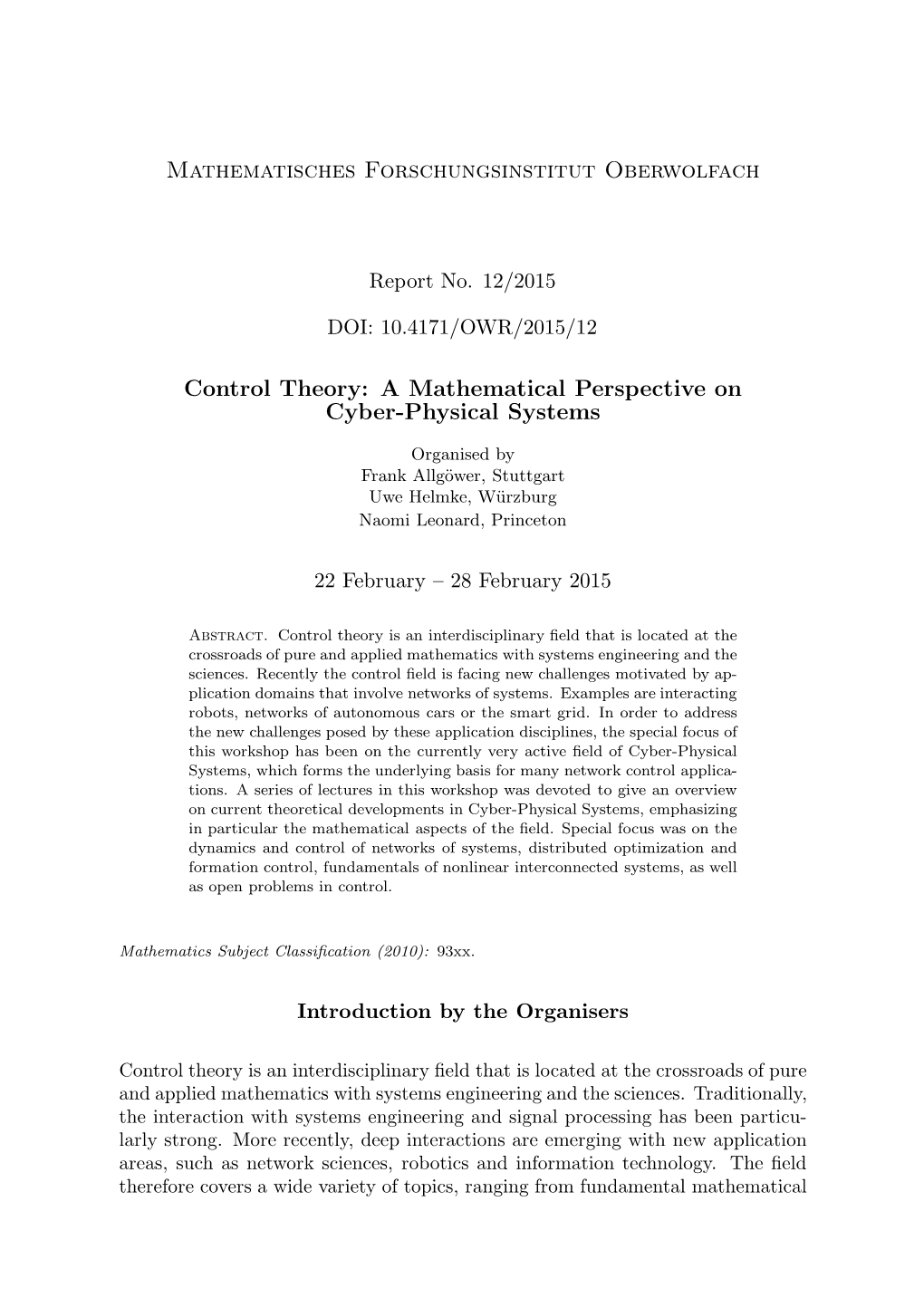 A Mathematical Perspective on Cyber-Physical Systems