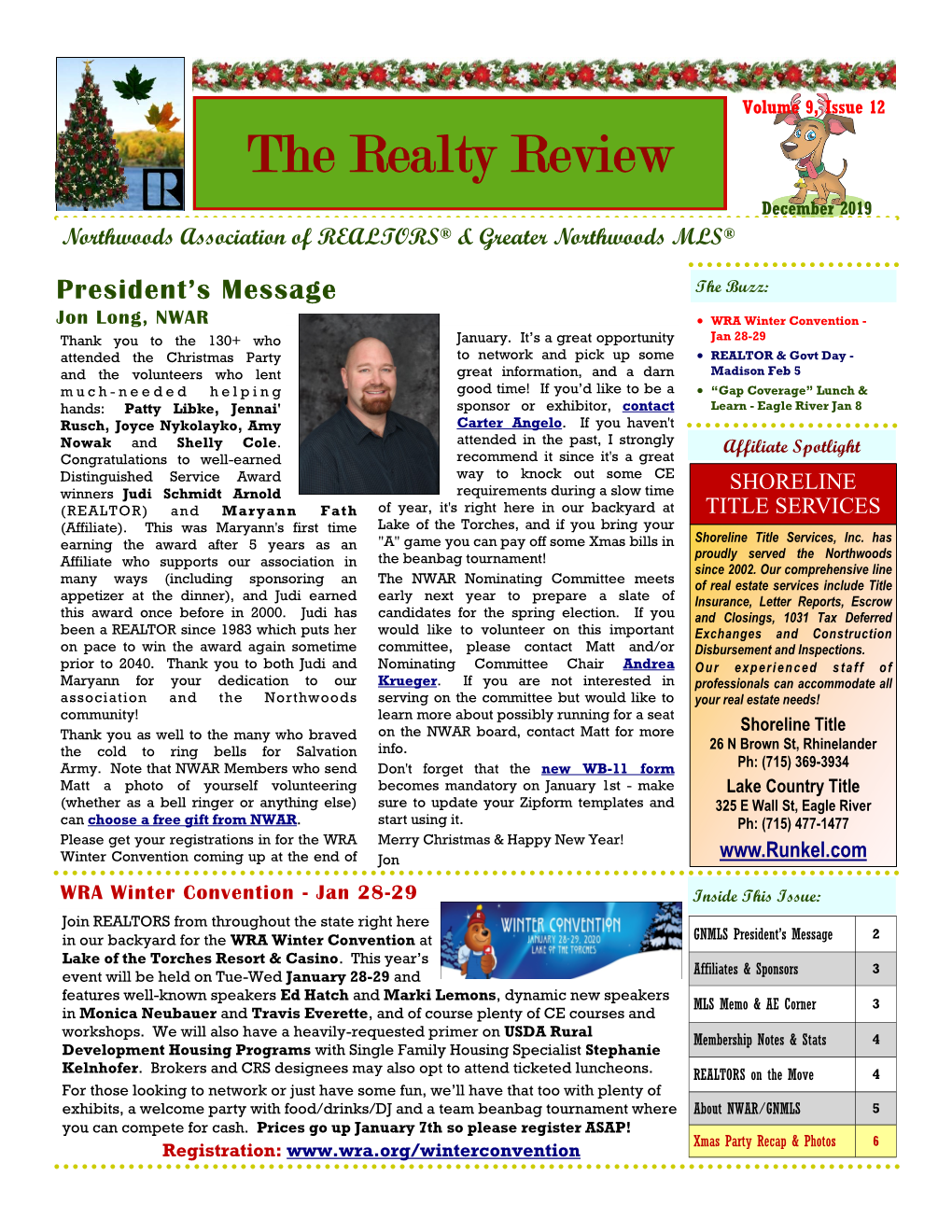 The Realty Review December 2019 Northwoods Association of REALTORS® & Greater Northwoods MLS®