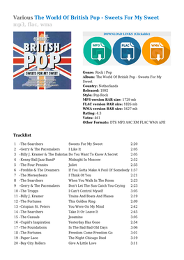 Various the World of British Pop - Sweets for My Sweet Mp3, Flac, Wma