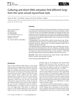 Culturing and Direct DNA Extraction Find Different Fungi From