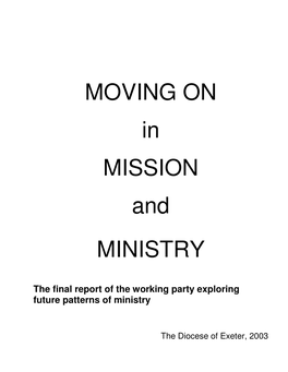 MOVING on in MISSION and MINISTRY