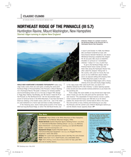 NORTHEAST RIDGE of the PINNACLE (III 5.7) Huntington Ravine, Mount Washington, New Hampshire Storied Ridge-Running in Alpine New England