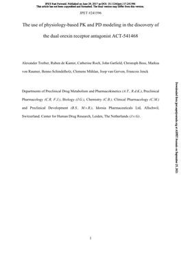 The Use of Physiology-Based PK and PD Modeling in the Discovery of the Dual Orexin Receptor Antagonist ACT-541468