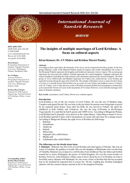 The Insights of Multiple Marriages of Lord Krishna