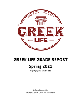 GRADE REPORT Spring 2021 Report Prepared June 15, 2021