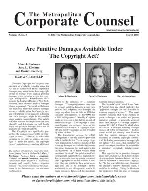 The Metropolitan Corporate Counsel: Are Punitive Damages Available