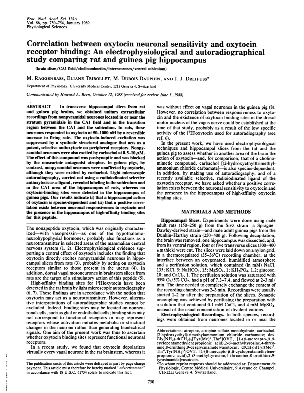 Correlation Between Oxytocin Neuronal Sensitivity And