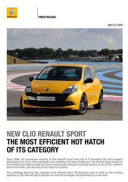 New Clio Renault Sport the Most Efficient Hot Hatch of Its Category