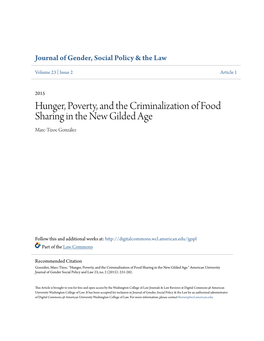 Hunger, Poverty, and the Criminalization of Food Sharing in the New Gilded Age Marc-Tizoc González