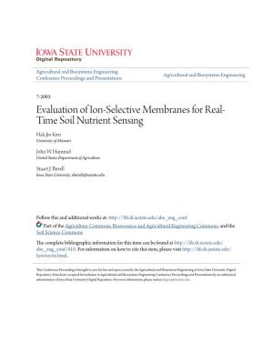 Evaluation of Ion-Selective Membranes for Real-Time Soil Nutrient Sensing