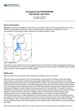 Ecological Site F097XA004MI Dry Sandy Lake Plain