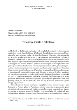 Trzy Nowe Książki O Pakistanie
