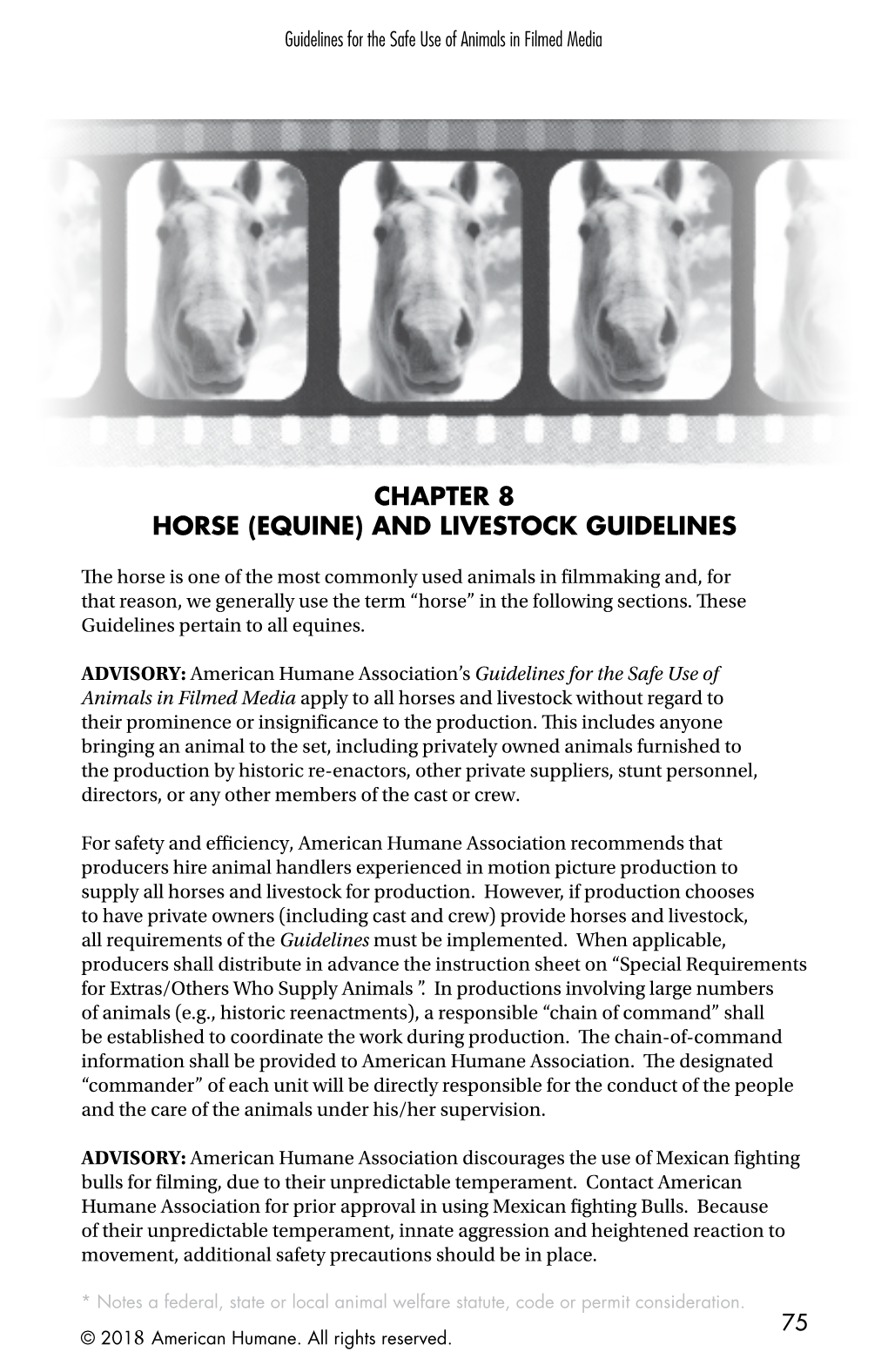Chapter 8 Horse (Equine) and Livestock Guidelines