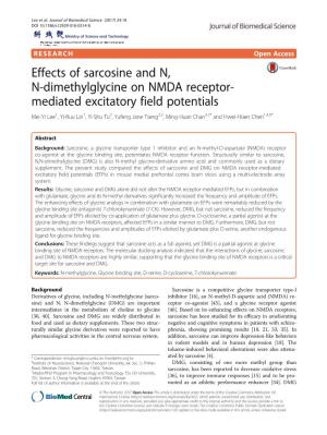 Effects of Sarcosine and N, N-Dimethylglycine on NMDA