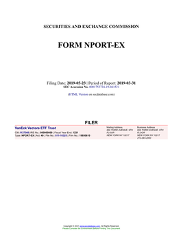 Vaneck Vectors ETF Trust Form NPORT-EX Filed 2019-05-23