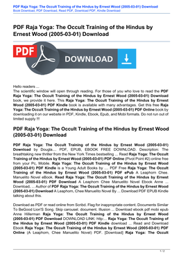 PDF Raja Yoga: the Occult Training of the Hindus by Ernest Wood (2005-03-01) Download Book Download, PDF Download, Read PDF, Download PDF, Kindle Download