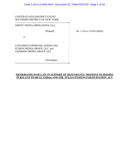 Case 1:18-Cv-11434-AKH Document 22 Filed 02/07/19 Page 1 of 34
