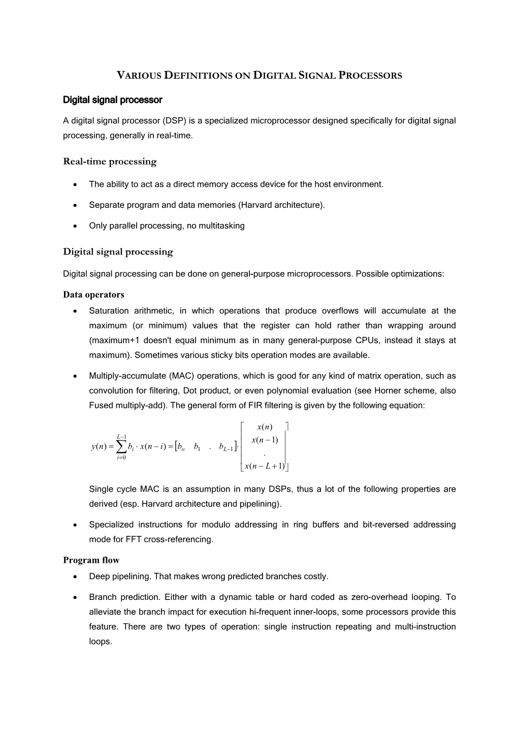 Real-Time Processing Digital Signal Processing