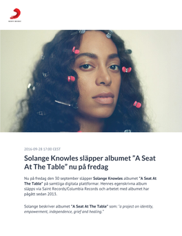 ​Solange Knowles Släpper Albumet ”A Seat at the Table” Nu På Fredag