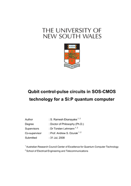 Qubit Control-Pulse Circuits in SOS-CMOS Technology for a Si:P Quantum Computer