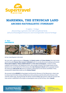 Maremma, the Etruscan Land Archeo-Naturalistic Itinerary