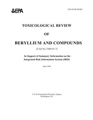 Toxicological Review of Beryllium and Compounds