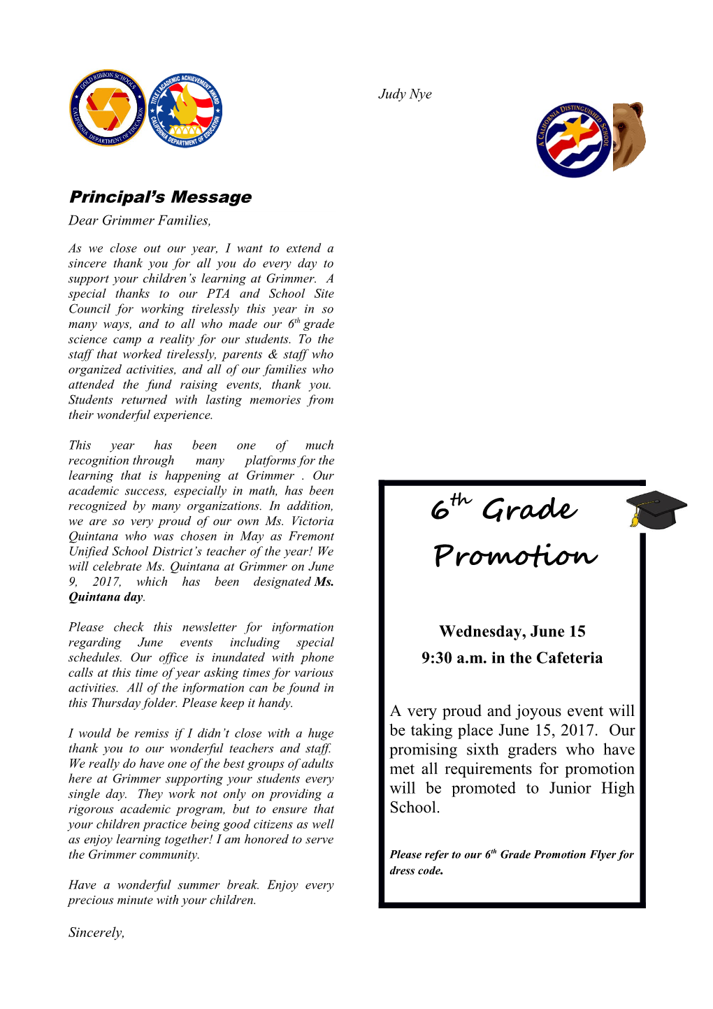 Principal S Message s1