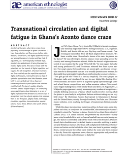 Transnational Circulation and Digital Fatigue in Ghanas Azonto Dance Craze