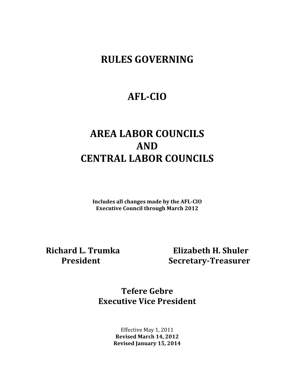 Rules Governing Afl-Cio Area Labor Councils And