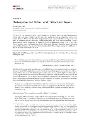 Shakespeare and Robin Hood: Silence and Noyes”