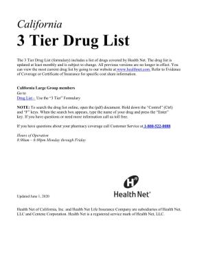 California 3 Tier Drug List