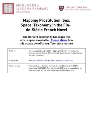 Mapping Prostitution: Sex, Space, Taxonomy in the Fin- De-Siècle French Novel