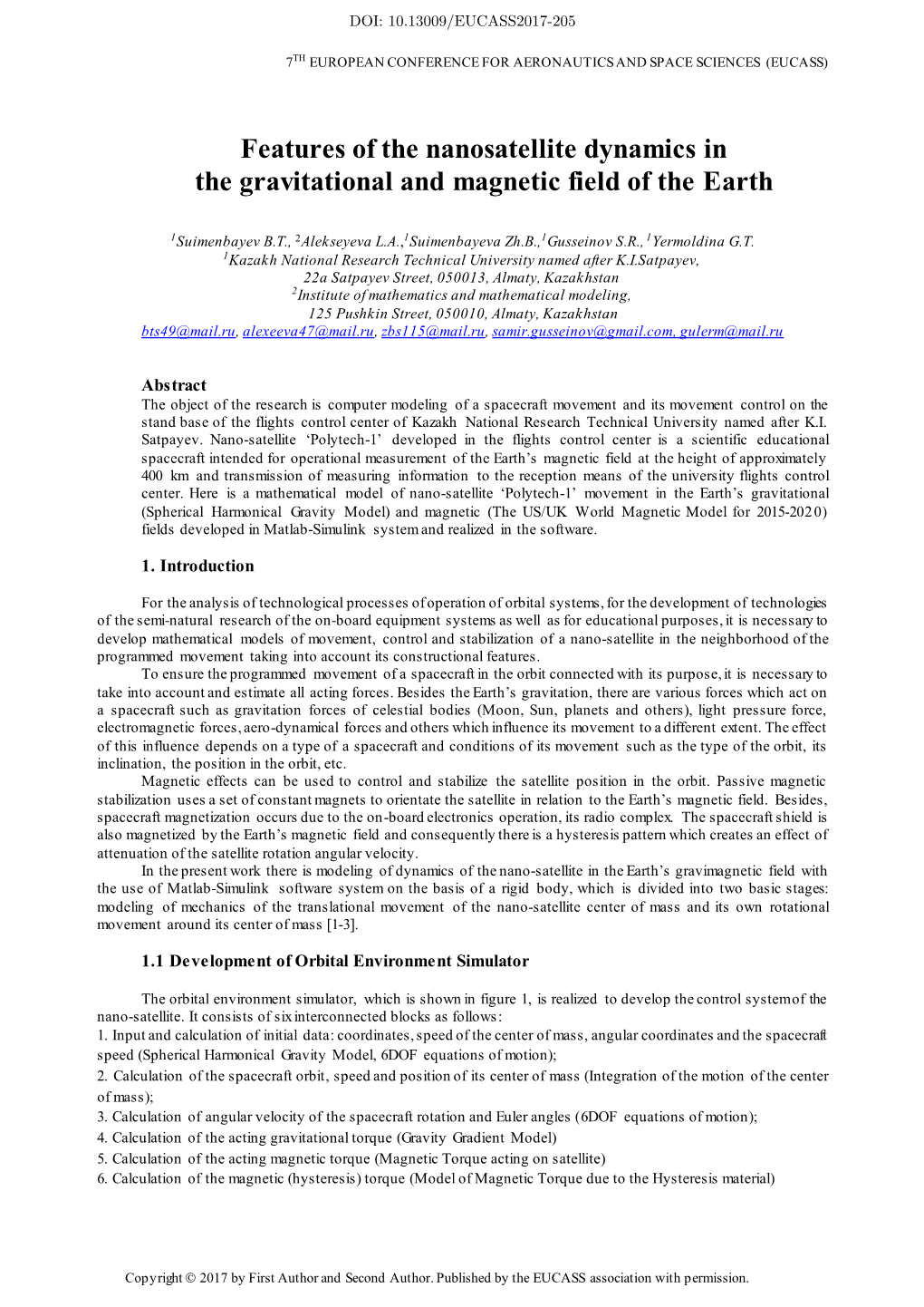 Features of the Nanosatellite Dynamics in the Gravitational and Magnetic Field of the Earth