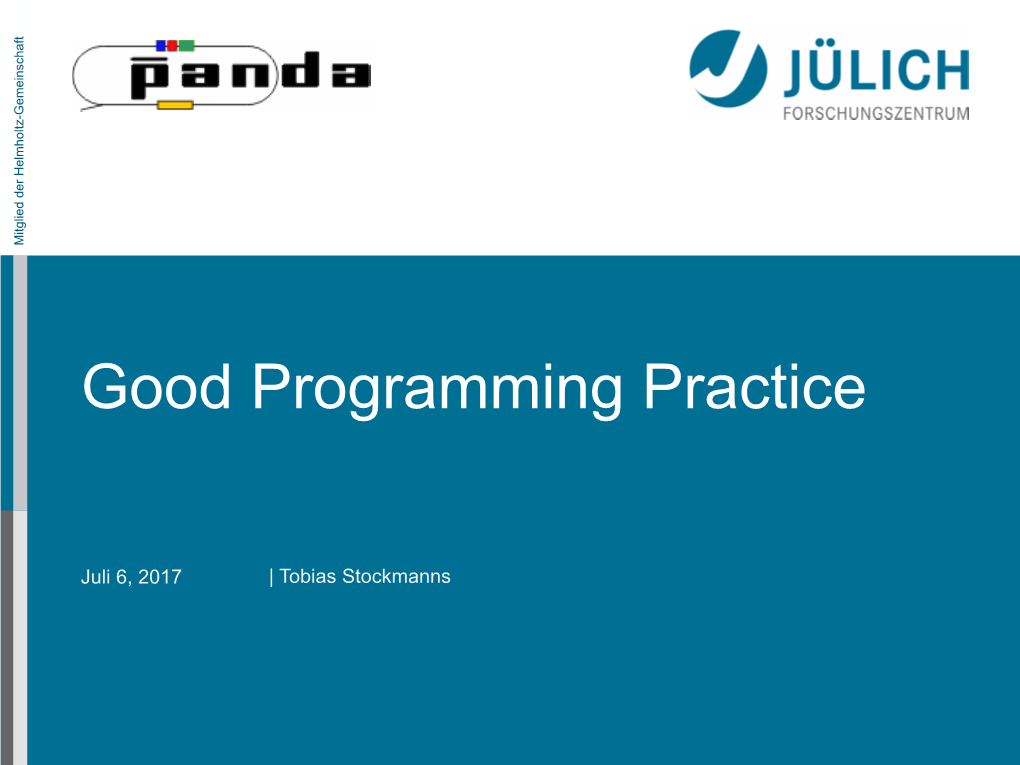 Good Programming Practice