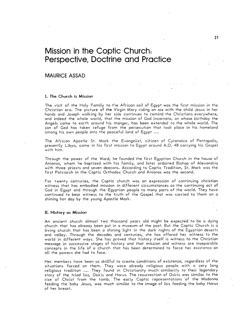 21 Mission in the Coptic Church