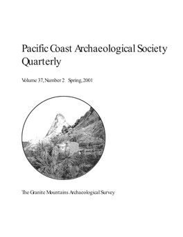 Pacific Coast Archaeological Society Quarterly