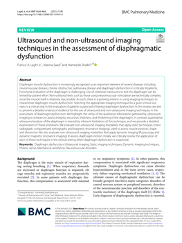 VIEW Open Access Ultrasound and Non‑Ultrasound Imaging Techniques in the Assessment of Diaphragmatic Dysfunction Franco A