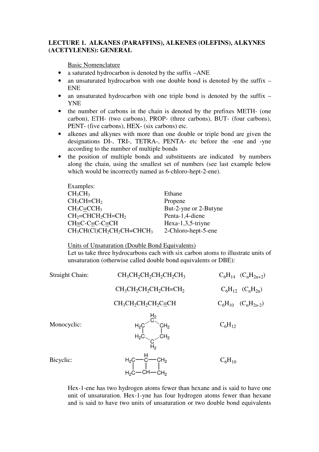 Lecture 1 Alkanes Paraffins Alkenes Olefins Alkynes Acetylenes   Lecture 1 Alkanes Paraffins Alkenes Olefins Alkynes Acetylenes General 