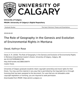 The Role of Geography in the Genesis and Evolution of Environmental Rights in Montana