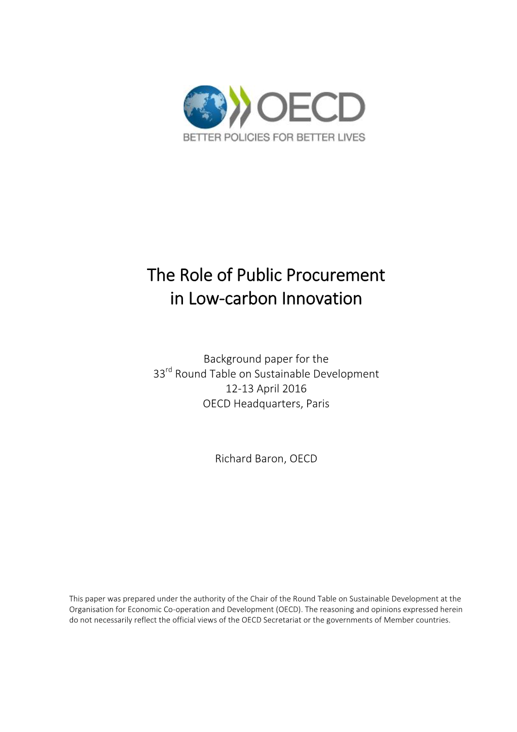 The Role of Public Procurement in Low-Carbon Innovation