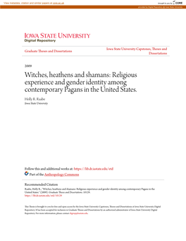 Religious Experience and Gender Identity Among Contemporary Pagans in the United States