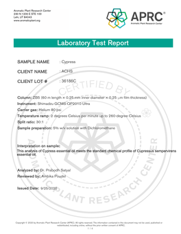 Laboratory Test Report