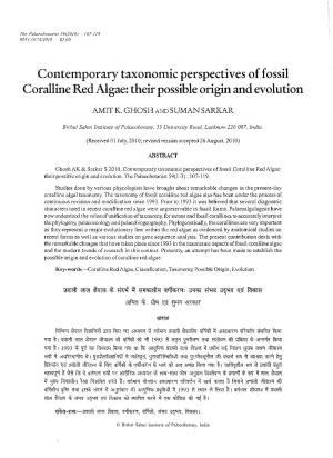 Contemporary Taxonomic Perspectives of Fossil Coralline Red Algae: Their