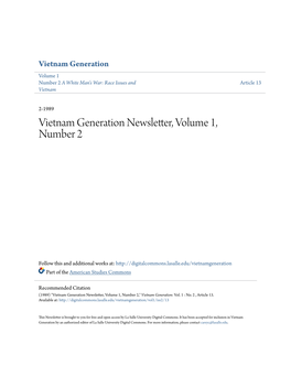 Vietnam Generation Newsletter, Volume 1, Number 2